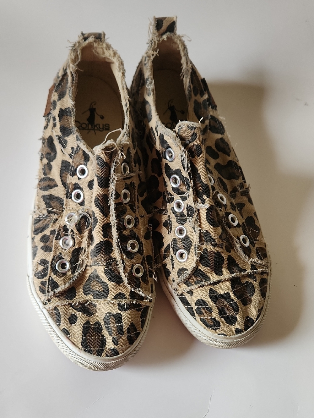 Corkys Leopard-Print Slip-On Sneakers in Tan and Black